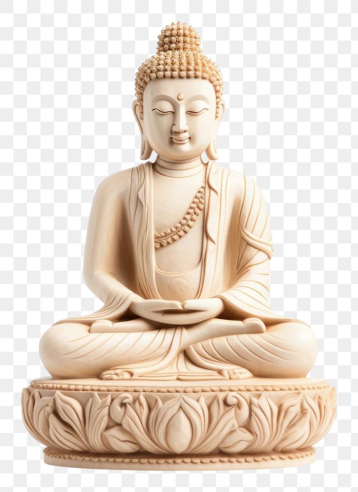 PNG  Buddha statue white background representation spirituality.