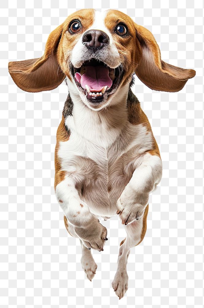 PNG  Happy beagle jumping animal mammal hound.