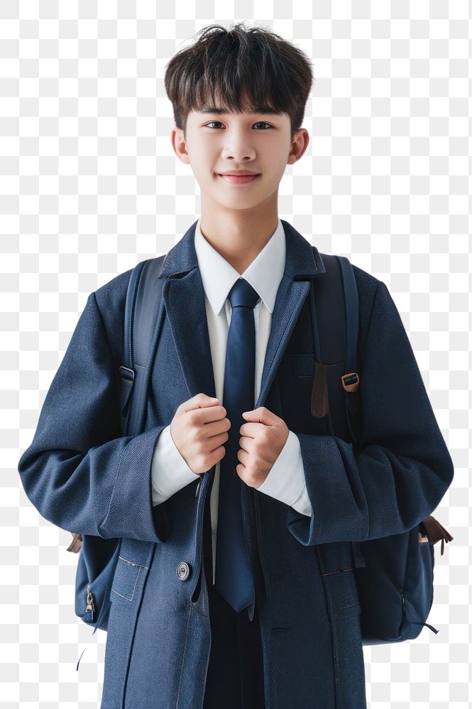 PNG Highschool chinese Student boy overcoat portrait uniform.