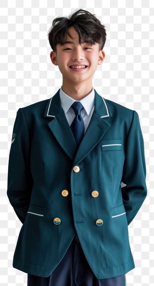 PNG Highschool chinese Student boy portrait uniform blazer.