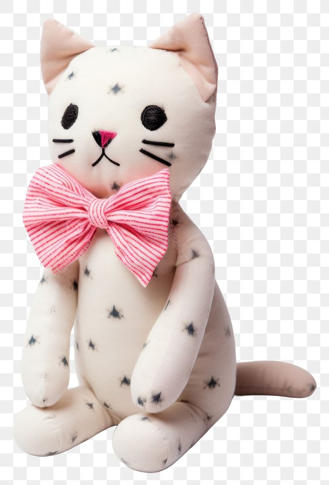 PNG Stuffed doll cat plush cute toy.