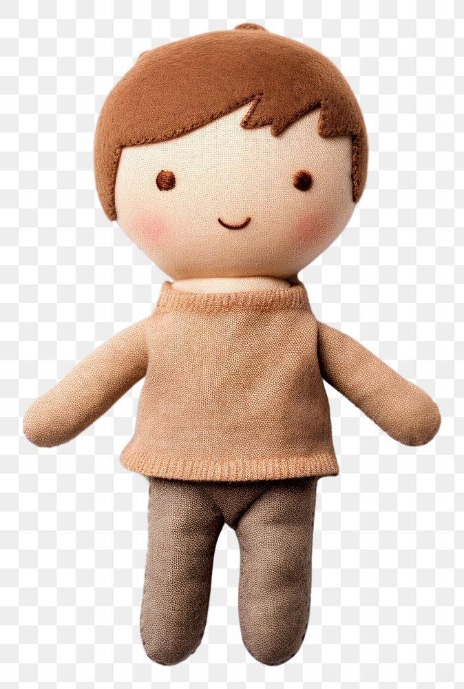 PNG Stuffed doll cute boy plush baby toy.