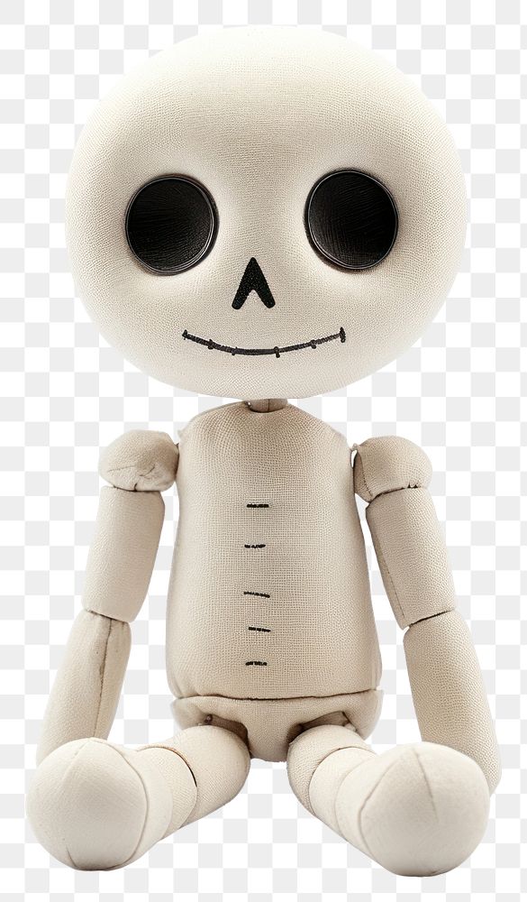 PNG Stuffed doll bone robot white toy.