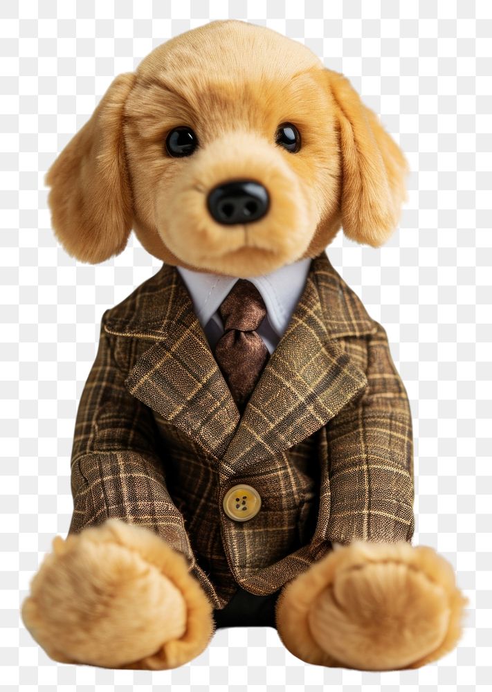 PNG Stuffed doll dog wearing suit mammal animal puppy.