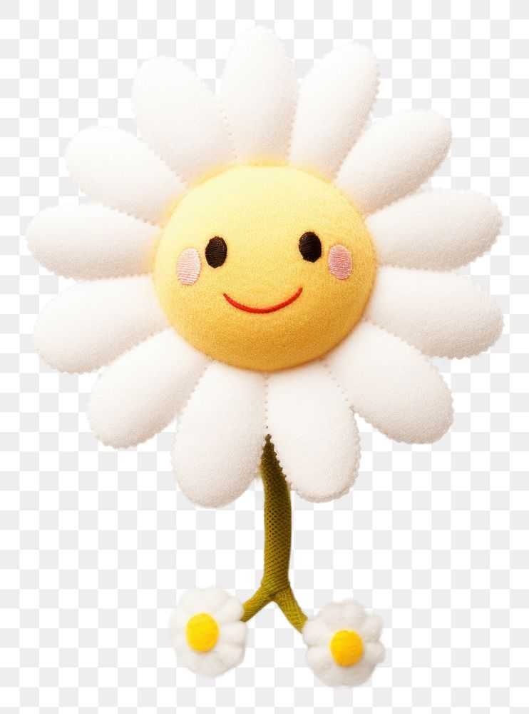PNG Stuffed doll daisy flower plush white.
