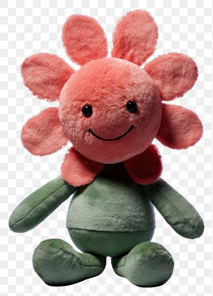 PNG Flower plush toy white background.