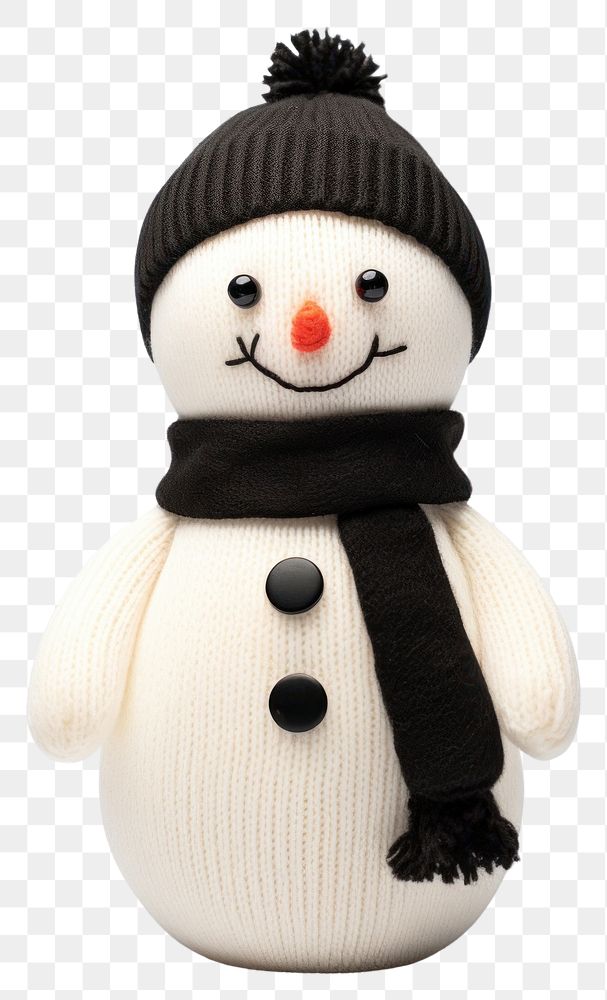 PNG Stuffed doll snowman winter white toy.