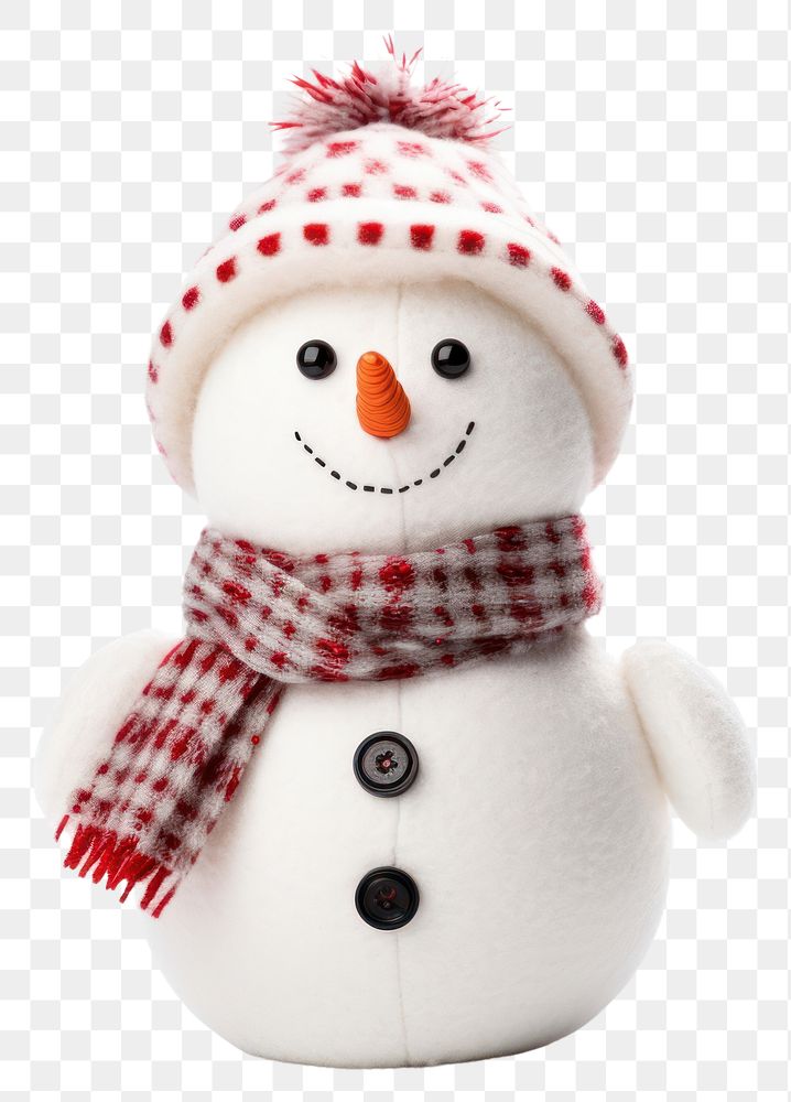 PNG Stuffed doll snowman winter white white background.