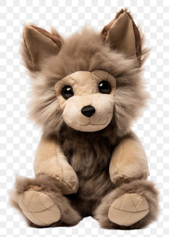 PNG Stuffed doll wolf mammal animal plush.