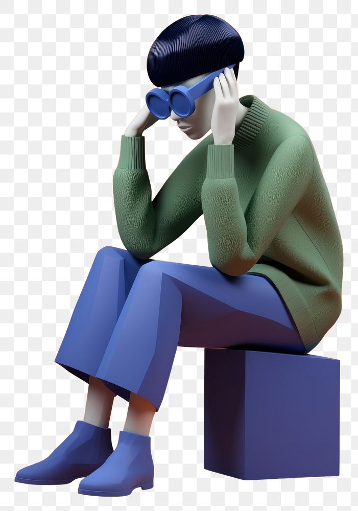 PNG  Sitting fashion cartoon adult. AI generated Image by rawpixel.