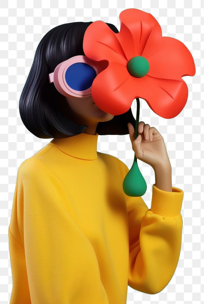 PNG  Woman holding flower portrait fashion adult. AI generated Image by rawpixel.