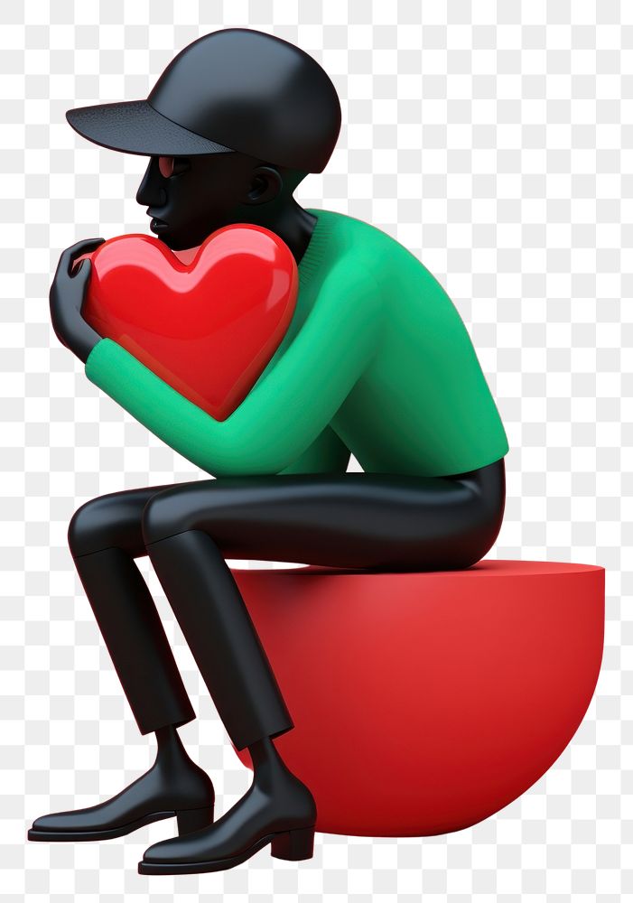 PNG  Man playing heart cartoon black adult. AI generated Image by rawpixel.