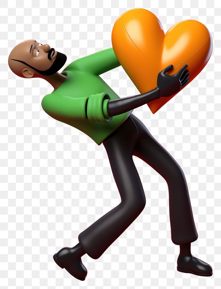 PNG  Man playing heart figurine cartoon sports. AI generated Image by rawpixel.