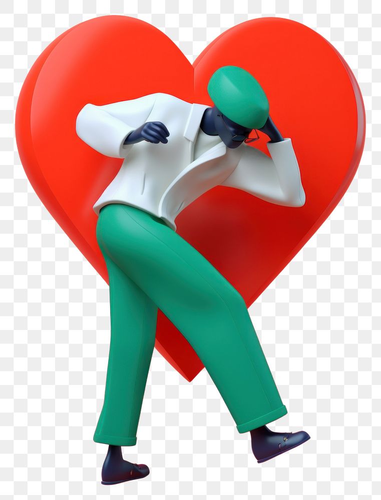 PNG  A man playing heart cartoon red creativity. AI generated Image by rawpixel.