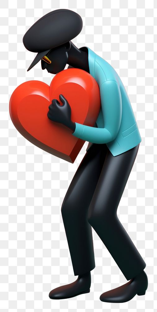 PNG  A man playing heart cartoon adult red. AI generated Image by rawpixel.