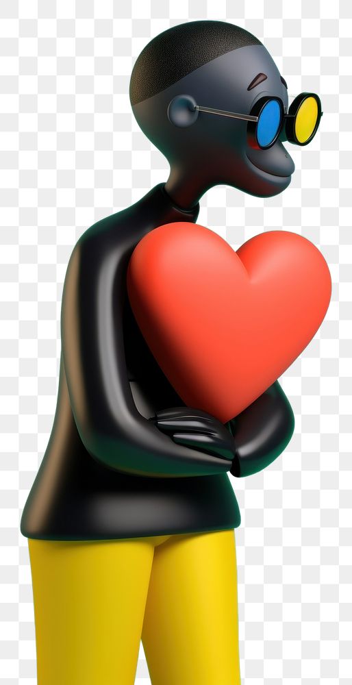 PNG  Man with black heart cartoon red representation. AI generated Image by rawpixel.