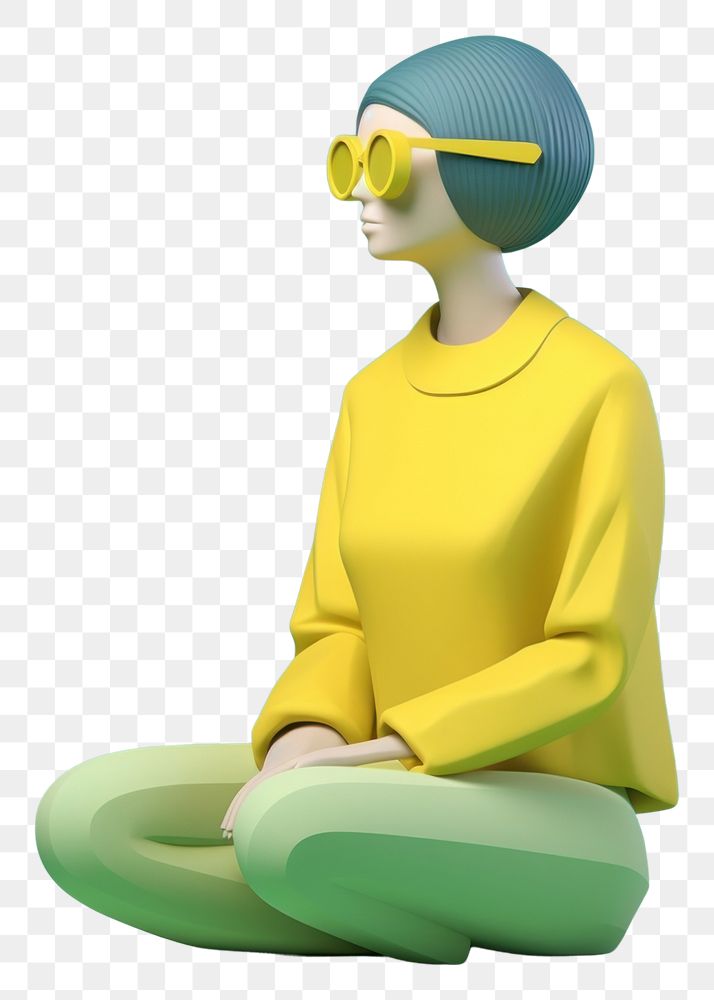 PNG  A person sitting in meditation with a calm demeanor fashion cartoon cap. AI generated Image by rawpixel.