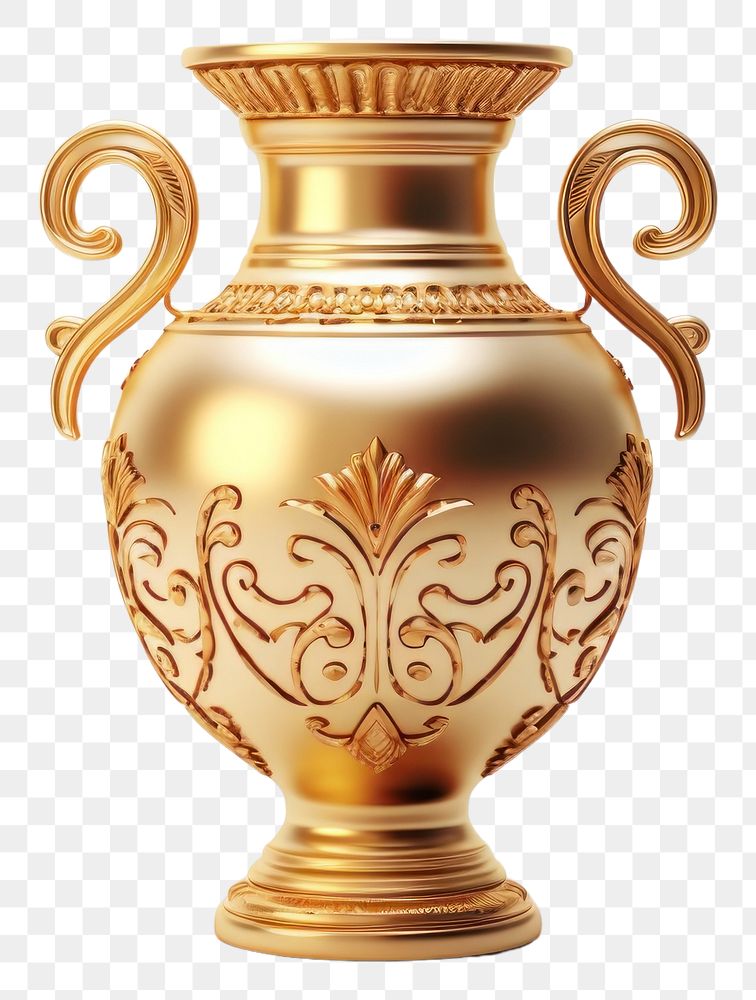 PNG Ancient vase pottery gold urn.