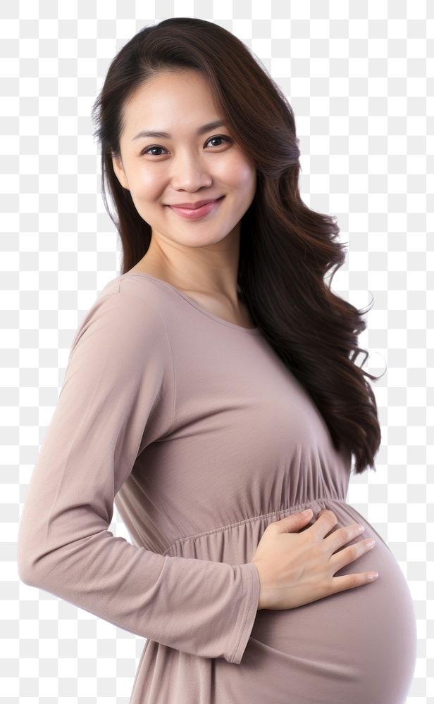 PNG  Pregnant asian woman portrait smiling looking.