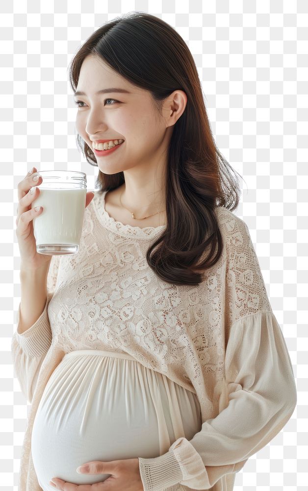 PNG  Pregnant asian woman portrait drink drinking.