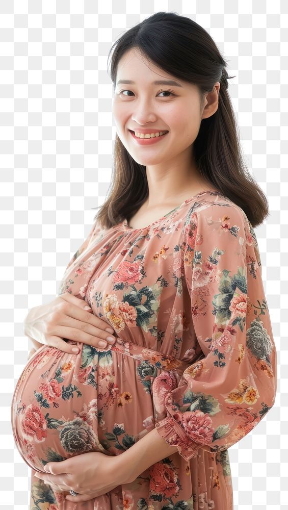 PNG  Pregnant asian woman portrait smiling adult.