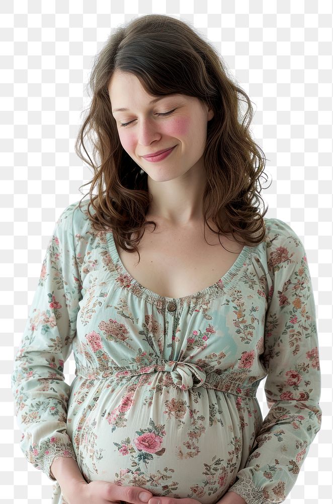 PNG  Pregnant british woman portrait smiling sleeve.