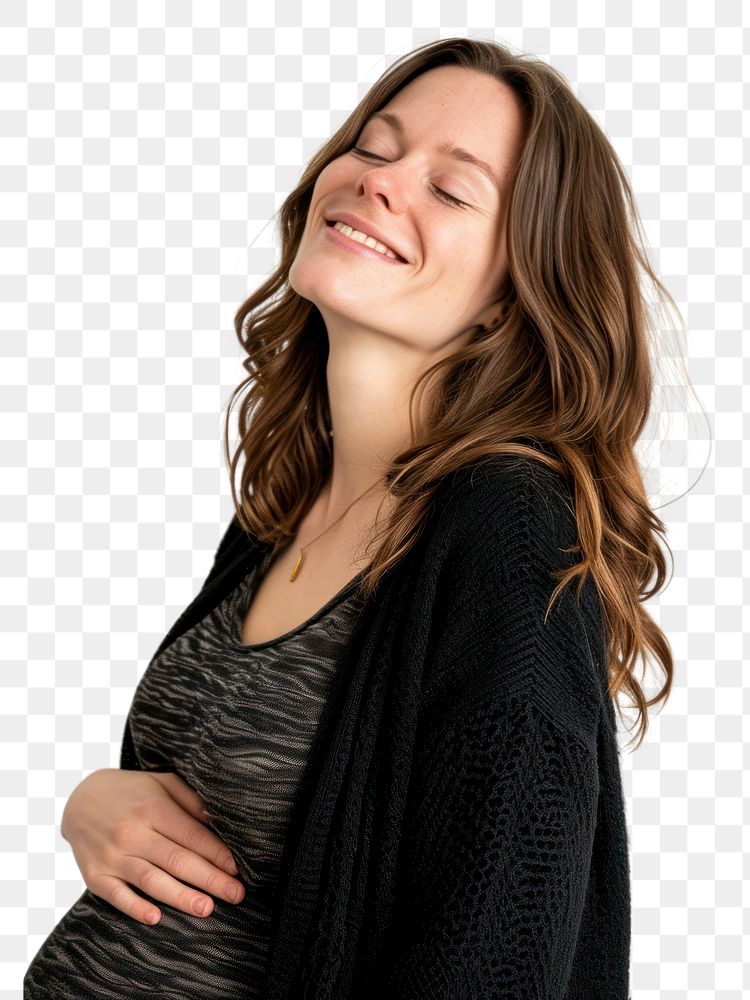 PNG  Pregnant british woman portrait smiling smile.