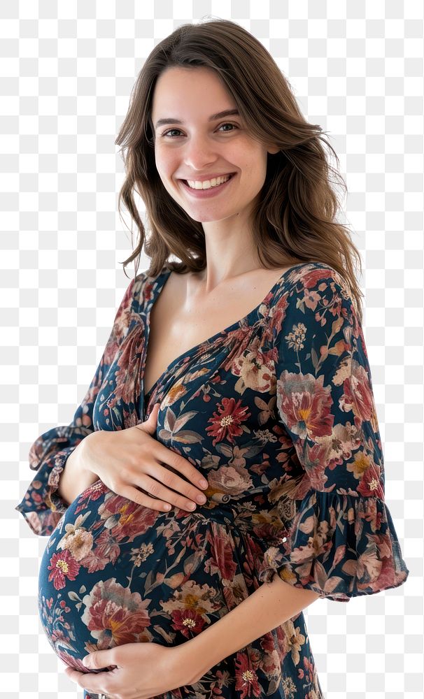 PNG  Pregnant british woman portrait smiling blouse.