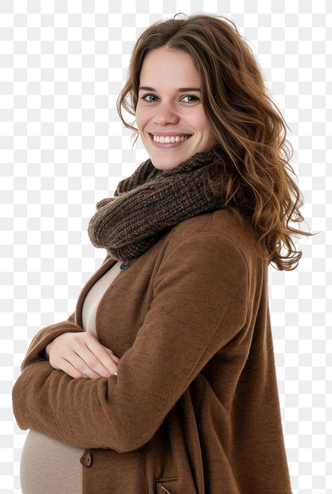 PNG  Pregnant british woman portrait sweater smiling.