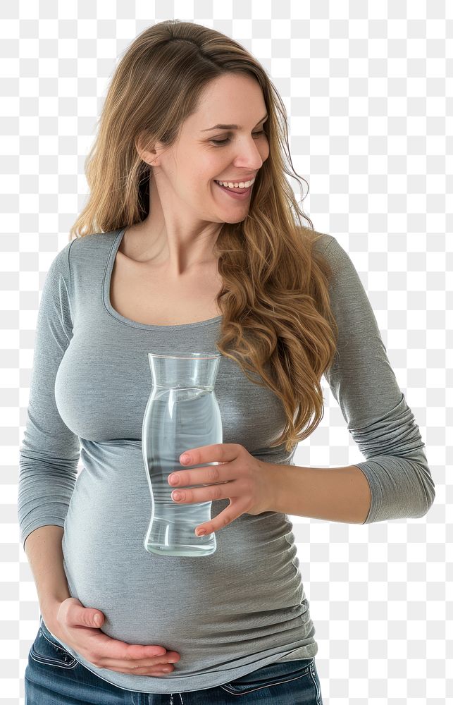 PNG  Pregnant british woman portrait drinking smiling.