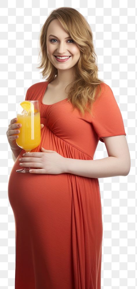 PNG  Pregnant british woman portrait juice drinking.