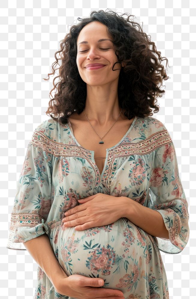 PNG  Pregnant british woman portrait smiling sleeve.