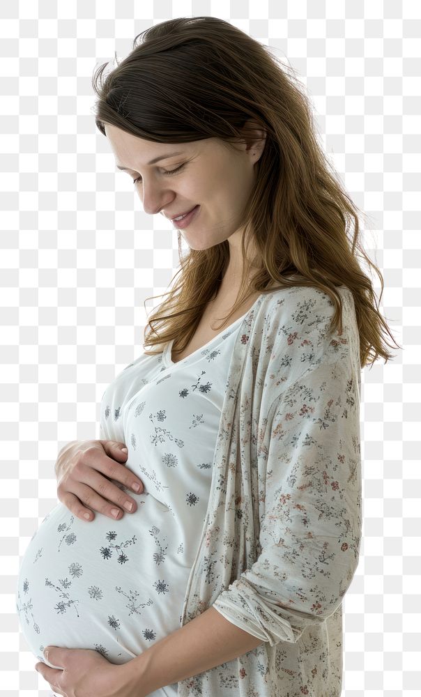 PNG  Pregnant british woman portrait smiling looking.
