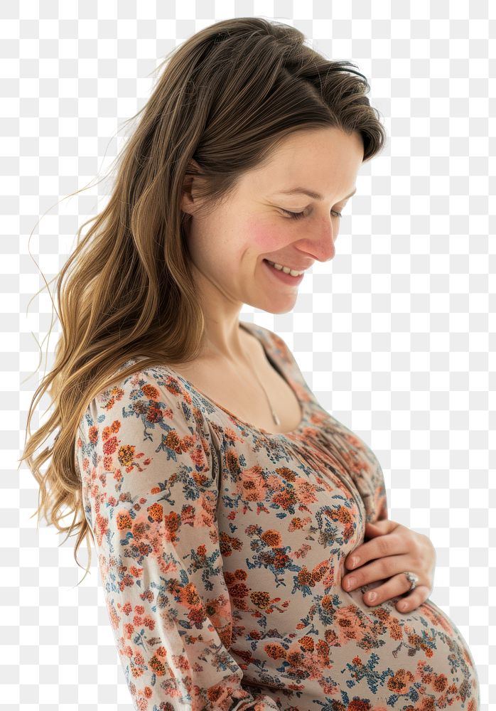 PNG  Pregnant british woman portrait smiling looking.