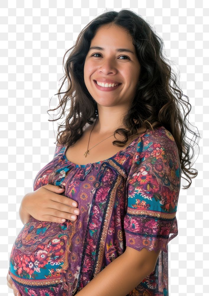 PNG  Pregnant latin woman portrait smiling smile.