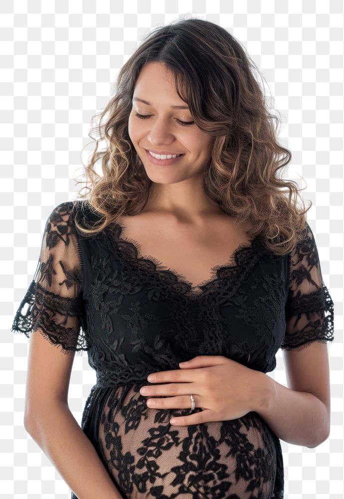 PNG  Pregnant latin woman portrait smiling sleeve.