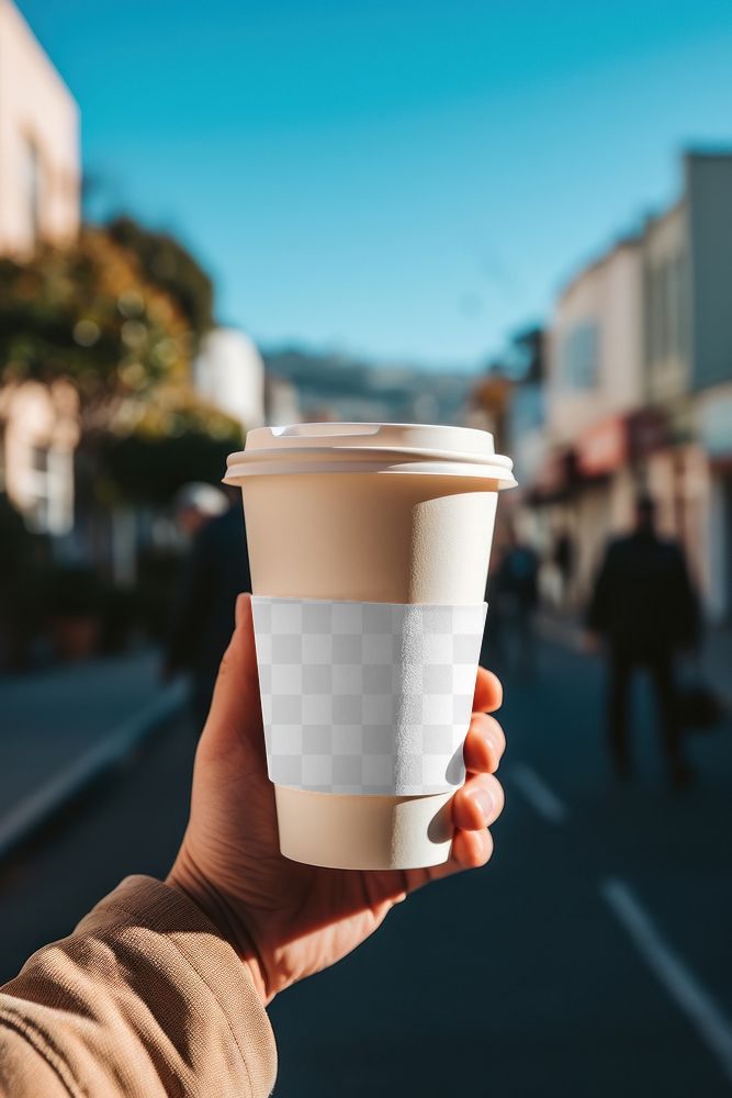 Coffee cup sleeve png transparent mockup