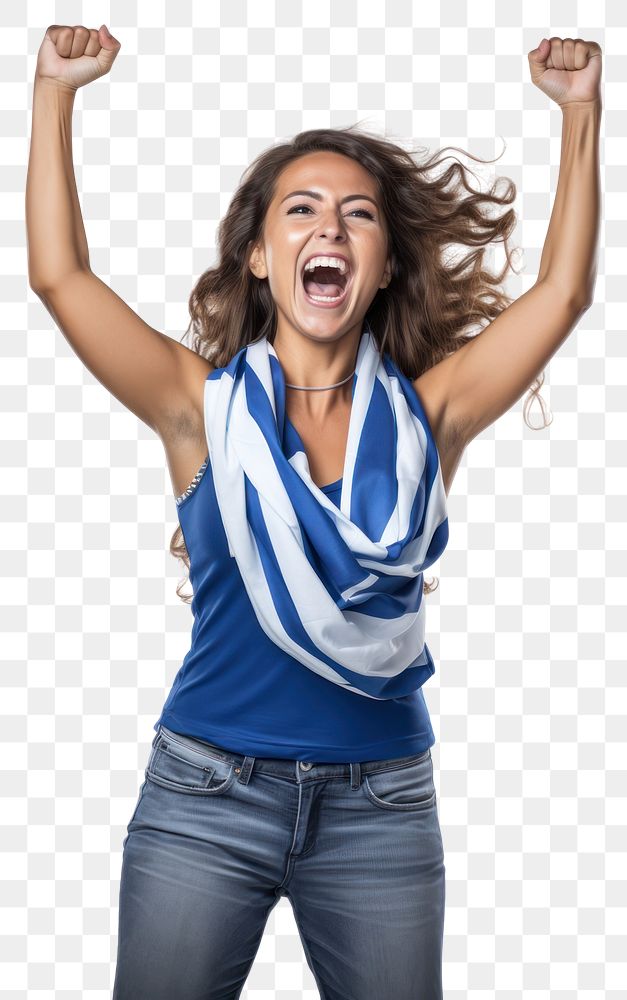 PNG A uruguayan woman shouting portrait white background.