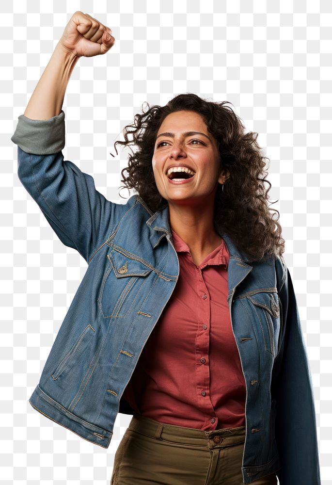 PNG A uruguayan woman shouting laughing portrait.