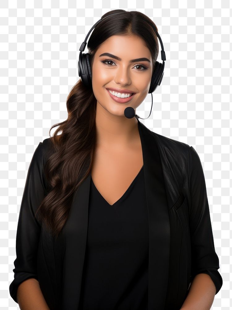 PNG Young latin woman portrait headset headphones.