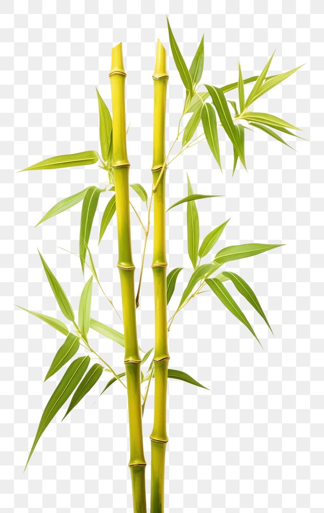 PNG Two bamboo plant yellow white background freshness.