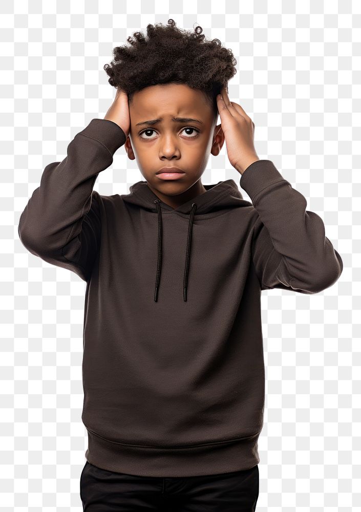 PNG  Young black boy sweatshirt portrait sleeve. AI generated Image by rawpixel.