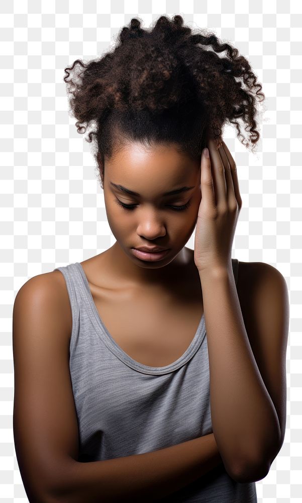 PNG  Young black girl portrait photo pain. AI generated Image by rawpixel.