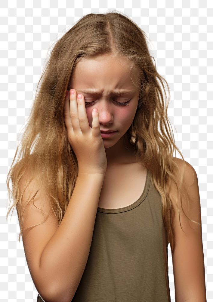 PNG  Young british girl crying adult pain. AI generated Image by rawpixel.
