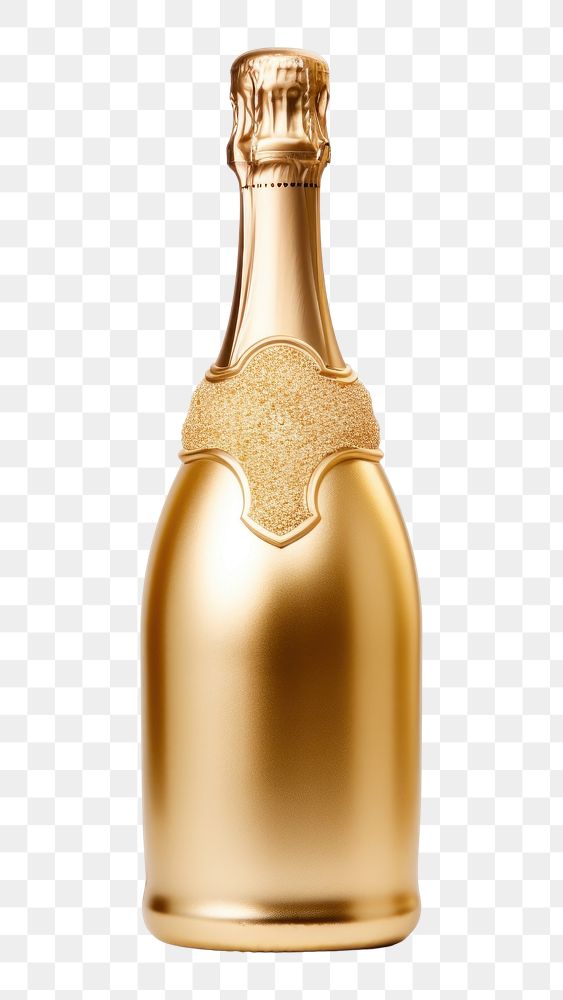 PNG Champagne bottle drink gold wine.