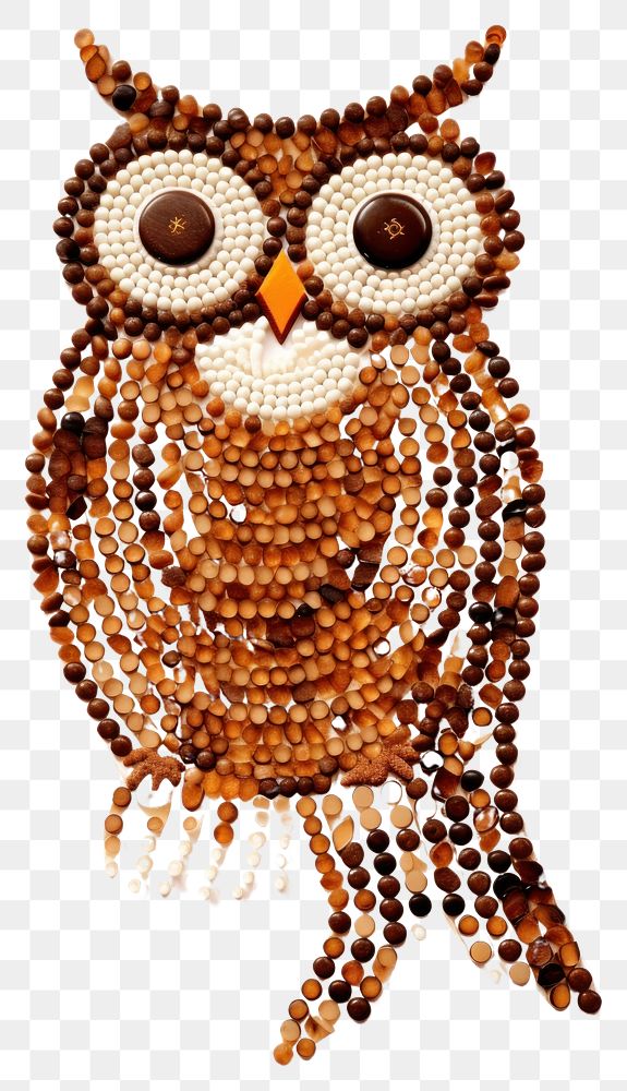 PNG Owl bead art white background. AI generated Image by rawpixel.