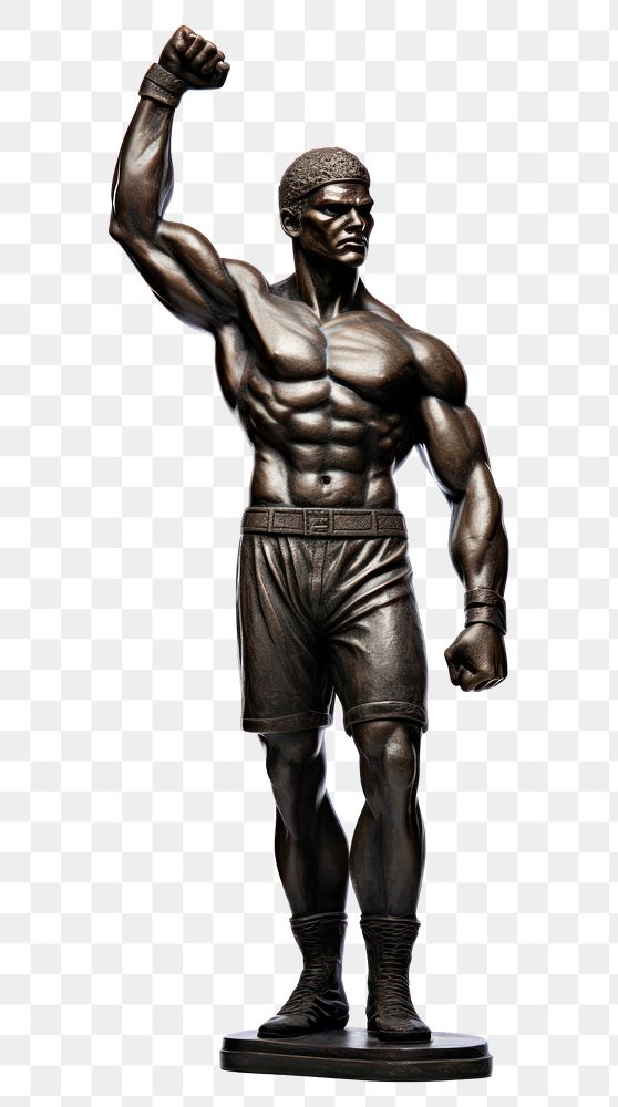 PNG  Greek sculpture raising fist statue figurine bronze.