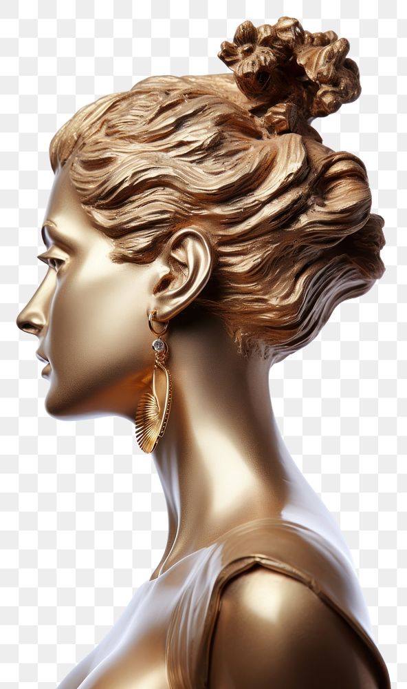 PNG  Greek sculpture wearing earring statue jewelry female.