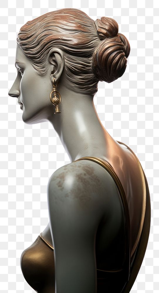 PNG  Greek sculpture wearing earring statue figurine female.