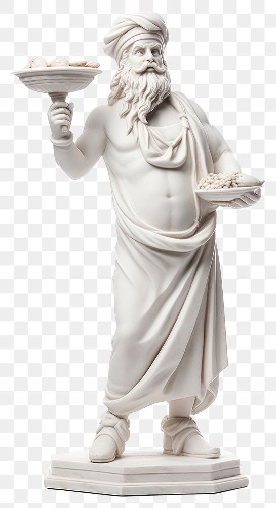 PNG  Greek sculpture chef statue figurine white.